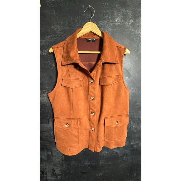 Allegra K Jackets & Blazers - Allegra K Women's Suede Button-Front Vest